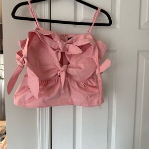 Elegant Pink Bow Crop Top